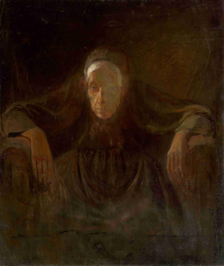 Study of an Old Woman,Studie av en gammal kvinna,Ladislav Mednyánszky,Oljemålning,Oljemålning, solo, 1 pojke