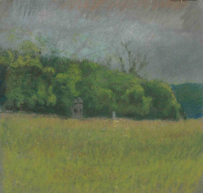 Summer landscape,Sommarlandskap,Ladislav Mednyánszky,Oljemålning,Oljemålning, träd, utomhus, landskap, gräs