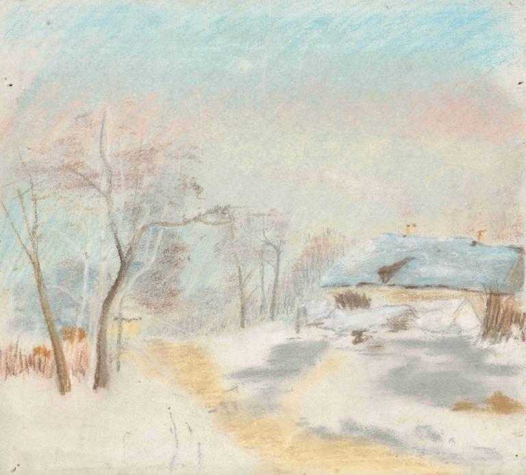 Winter Landscape,Vinterlandskap,Ladislav Mednyánszky,Oljemålning,Oljemålning, inga människor, träd, utomhus