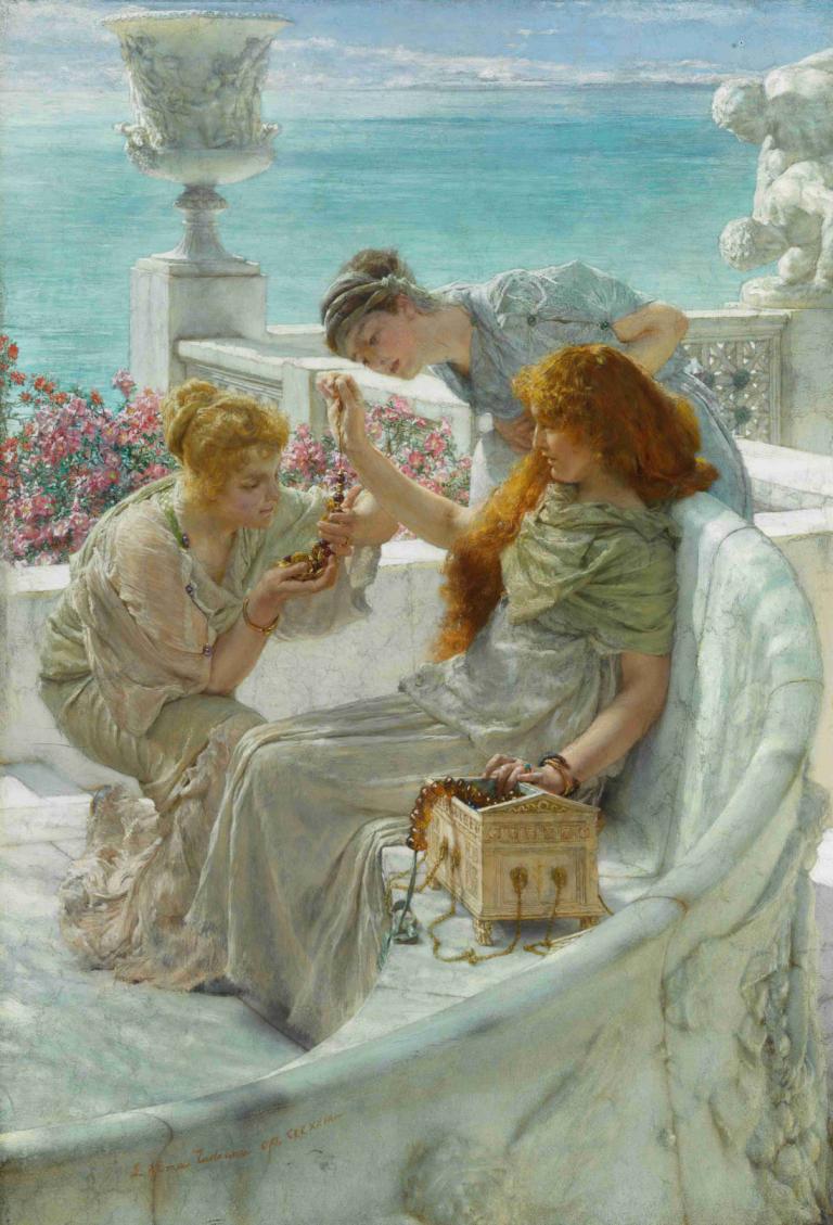 Fortune's Favourite,Lawrence Alma-Tadema,Oil Painting,Oil Painting, fine art parody, multiple girls