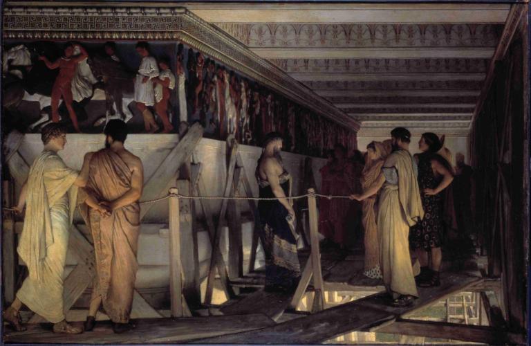 Pheidias And The Frieze Of The Parthenon,Pheidias og Parthenons frise,Lawrence Alma-Tadema,Oliemaleri