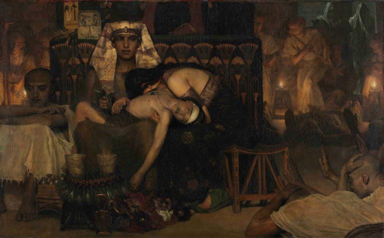 The Death of the Pharaoh’s Firstborn Son,Lawrence Alma-Tadema,Oil Painting,Oil Painting, fine art parody