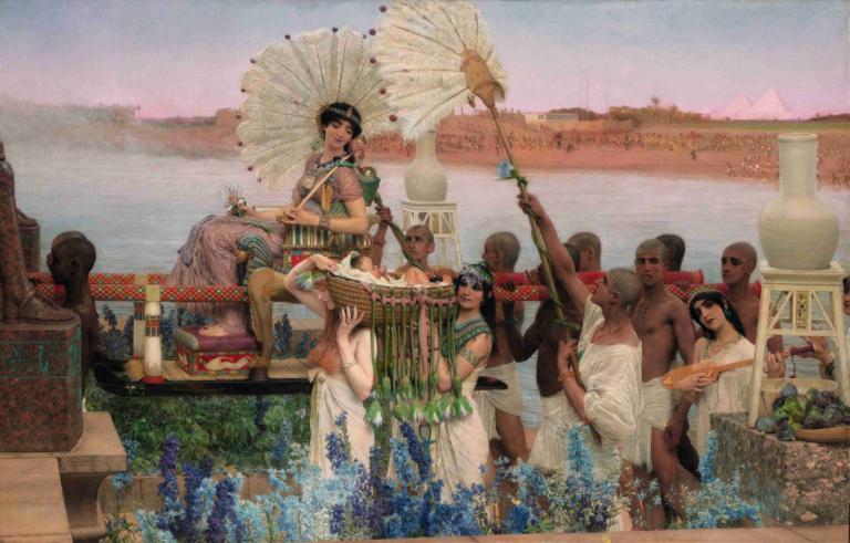 The finding of Moses,Lawrence Alma-Tadema,Oil Painting,Oil Painting, fine art parody, multiple girls