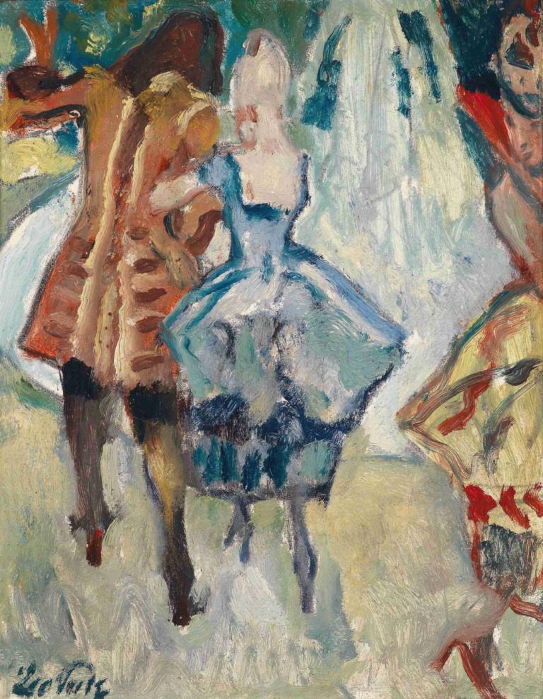 Gartenfest,Trädgårdsfest,Leo Putz,Oljemålning,Oljemålning, flera tjejer, målning (medium), klänning