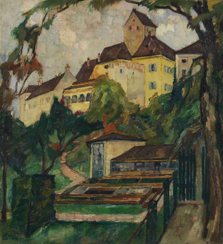 Schloss Seefeld IV,Castelul Seefeld IV,Leo Putz,Pictura in ulei,Pictura in ulei, copac, decor, nici oameni