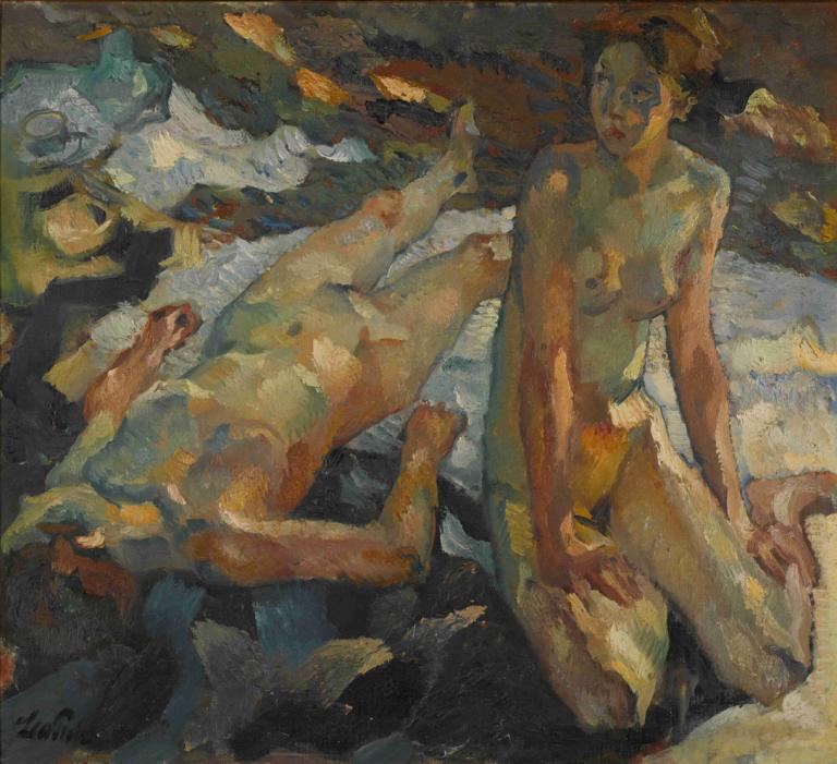 Waldesruhe [forest calm],Waldesruhe [Waldesruhe],Leo Putz,Ölgemälde,Ölgemälde, nackt, Brustwarzen