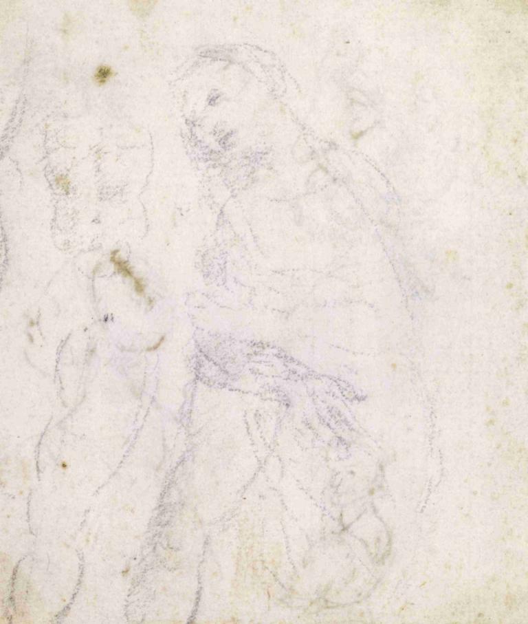 Study of a Madonna (verso),Studie van een Madonna (verso),Leonardo da Vinci,Schetsen,Schetsen, monochroom