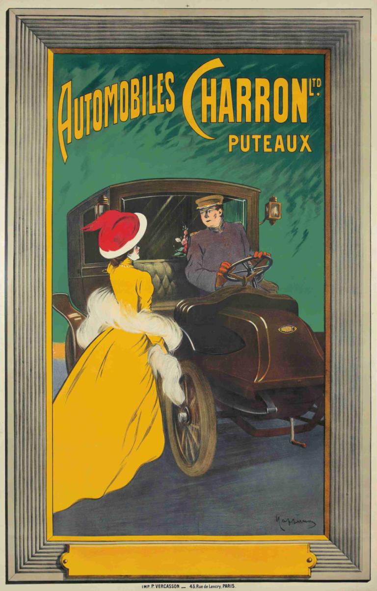 Automobiles Charron Ltd.,オートモビルズ・シャロン社,Leonetto Cappiello,レオネット・カッピエッロ,イラスト,イラスト, 帽子, 地上車両, サンタの帽子, クリスマス