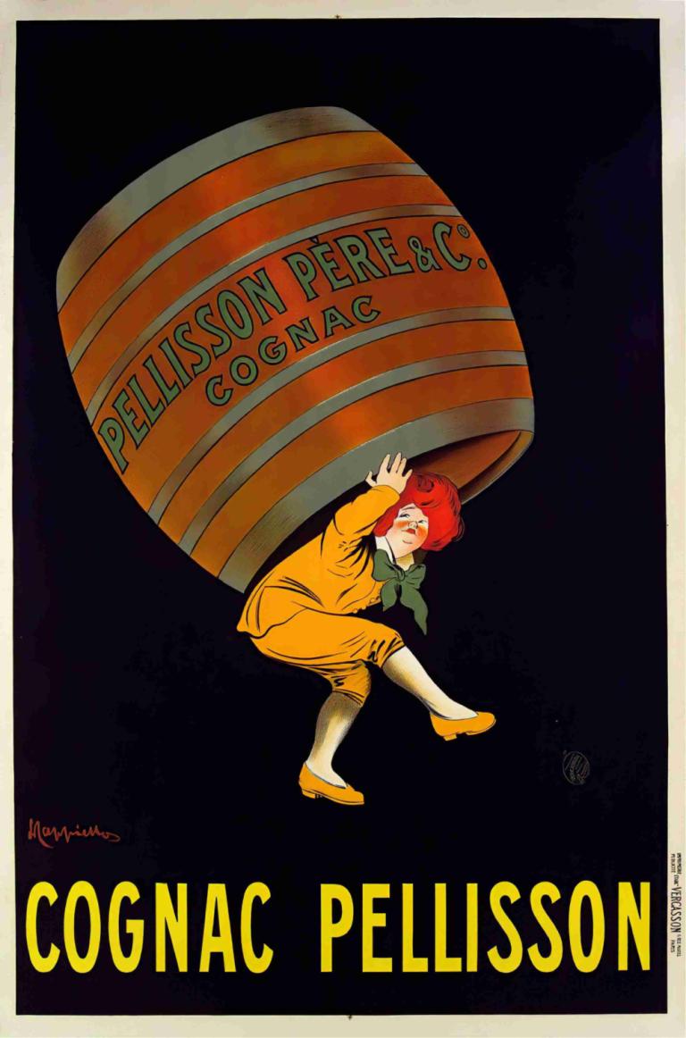 Cognac Pellisson,Leonetto Cappiello,Abbildung,Abbildung, Solo, 1Mädchen, englischer Text, Rote Haare