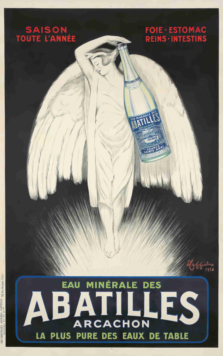 Eau Minérale des Abatilles,Abatilles Maden Suyu,Leonetto Cappiello,İllüstrasyon,İllüstrasyon, kanatlar, şişe