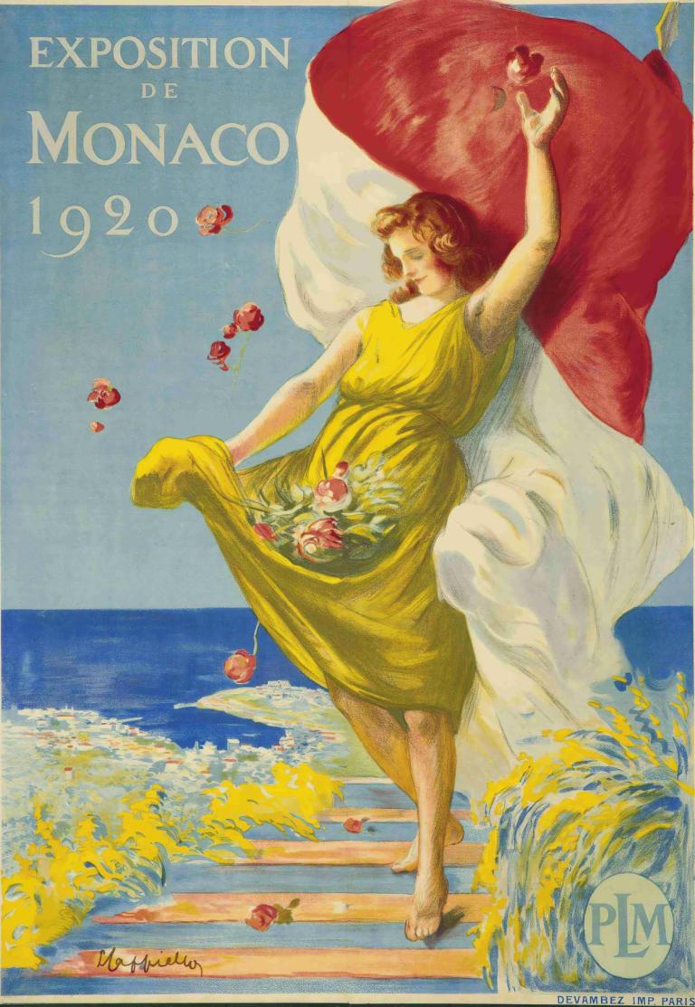 Exposition De Monaco,Monako Sergisi,Leonetto Cappiello,İllüstrasyon,İllüstrasyon, 1kız, elbise, solo