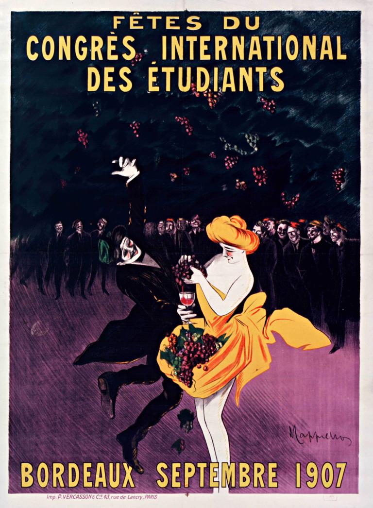 Fêtes du Congrès international des étudiants Bordeaux,Leonetto Cappiello,Illustration,Illustration, dancing