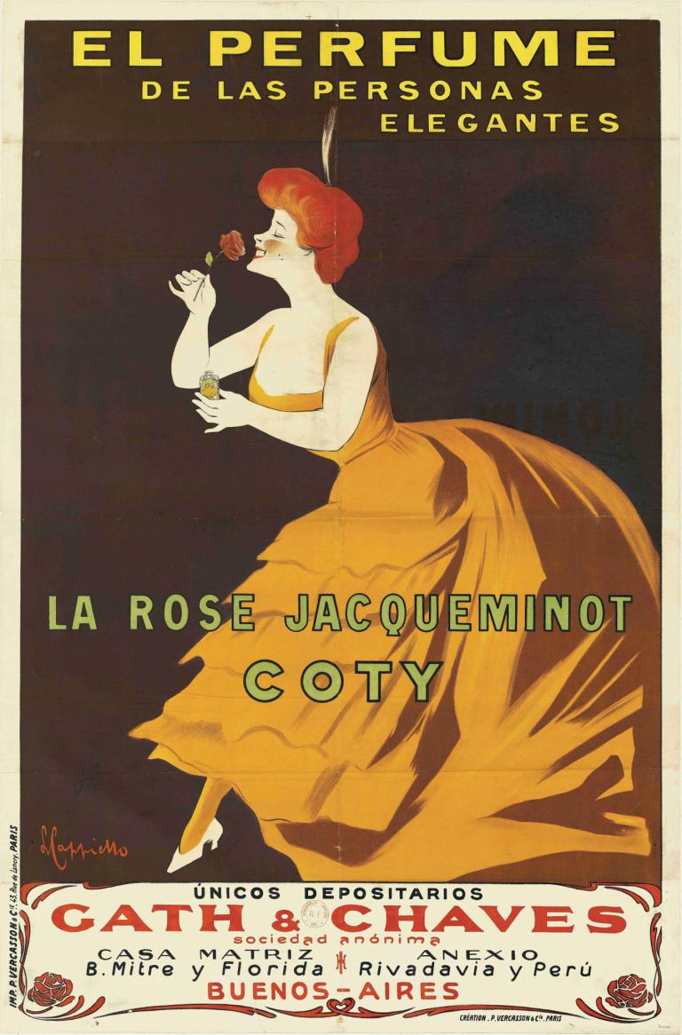 La Rose Jacqueminot Coty,La rosa Jacqueminot Coty,Leonetto Cappiello,Ilustración,Ilustración, 1 chica