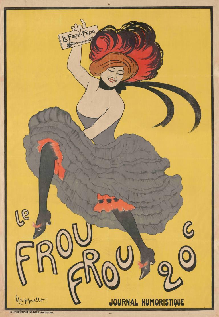 Le Frou Frou,르 프루 프루,Leonetto Cappiello,레오네토 카피엘로,일러스트레이션,일러스트레이션, 독주, 복고풍 아트스타일, 부츠, 갈색 머리, 여자 1명, 빨간 바지