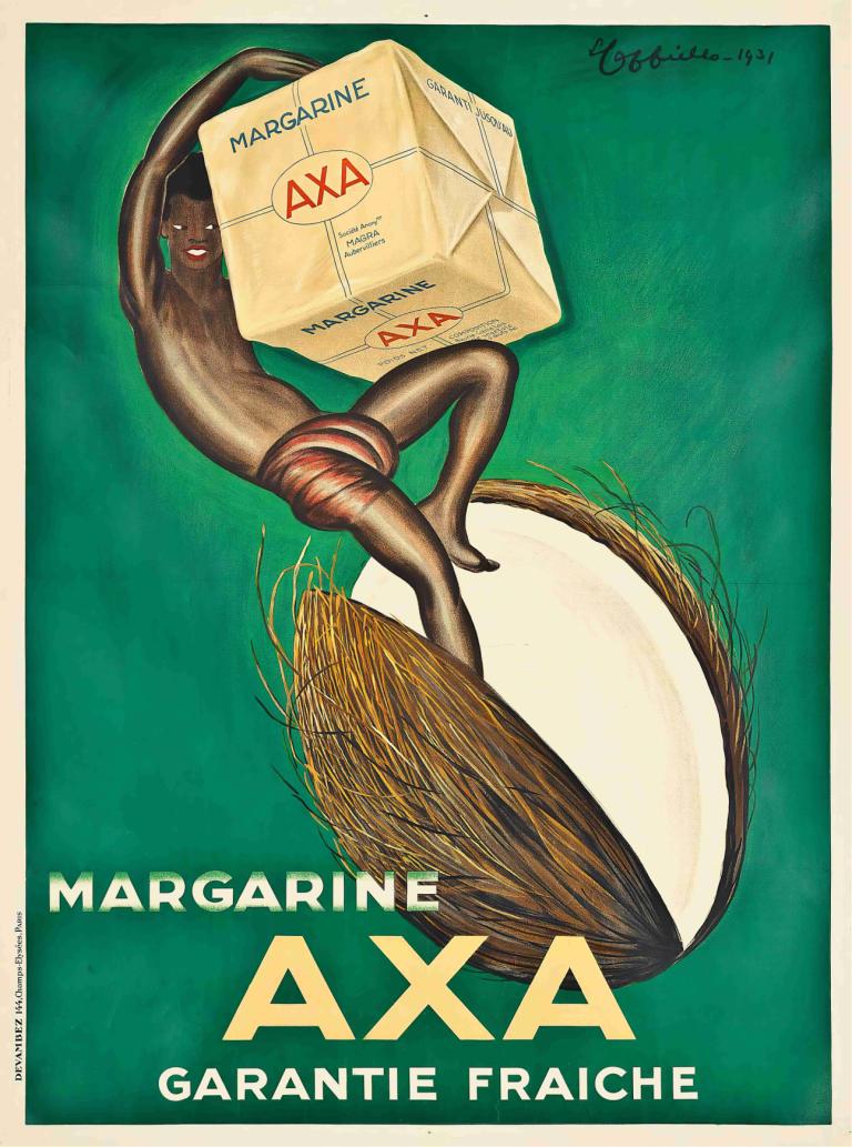 Margarine Axa,Axa Margarine,Leonetto Cappiello,Abbildung,Abbildung, realistisch, englischer Text