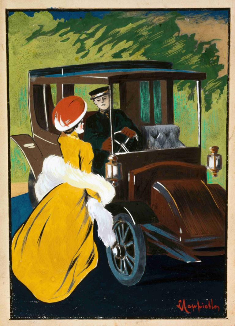 Projet d'affiche pour les automobiles Charron,Entwurf eines Posters für Charron Automobile,Leonetto Cappiello