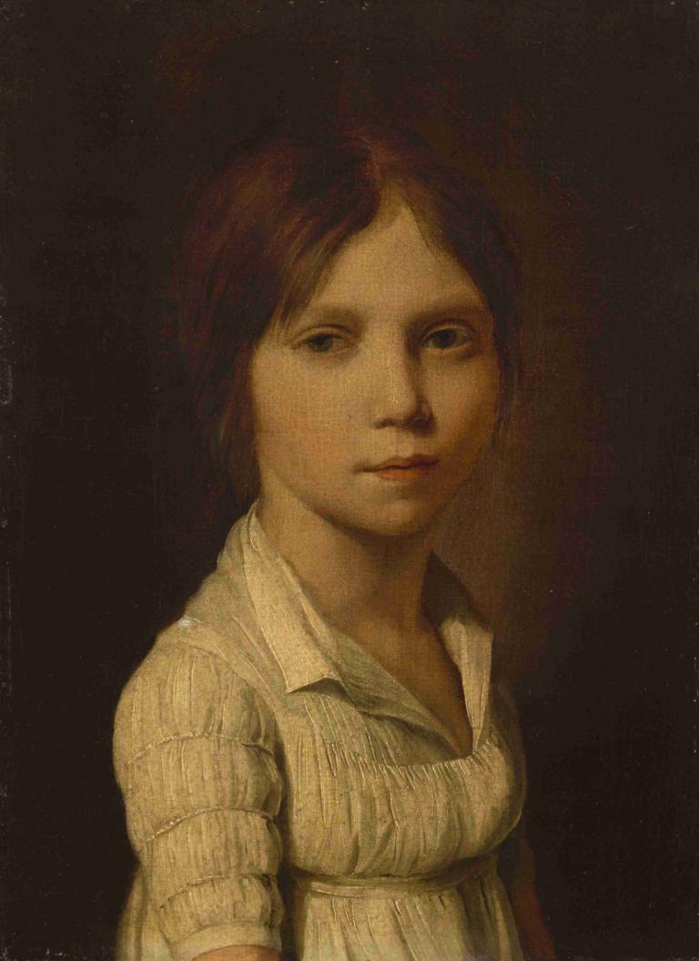 Caroline Mortier de Trévise,Louis Léopold Boilly,Oil Painting,Oil Painting, 1girl, solo, brown hair