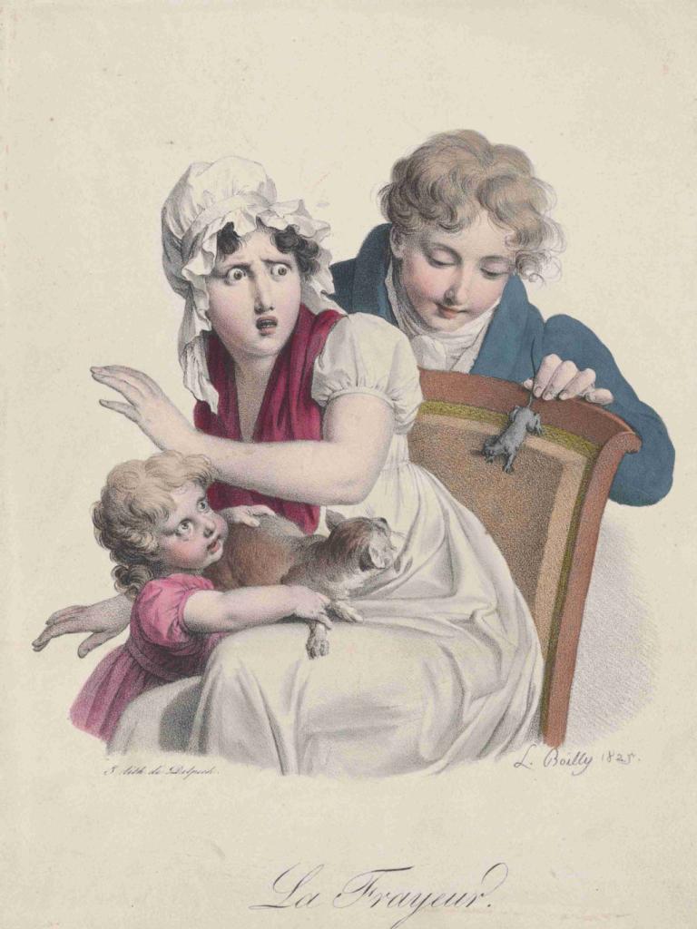 Fear,Louis Léopold Boilly,Illustration,Illustration, fine art parody, baby, old woman, multiple girls, dress