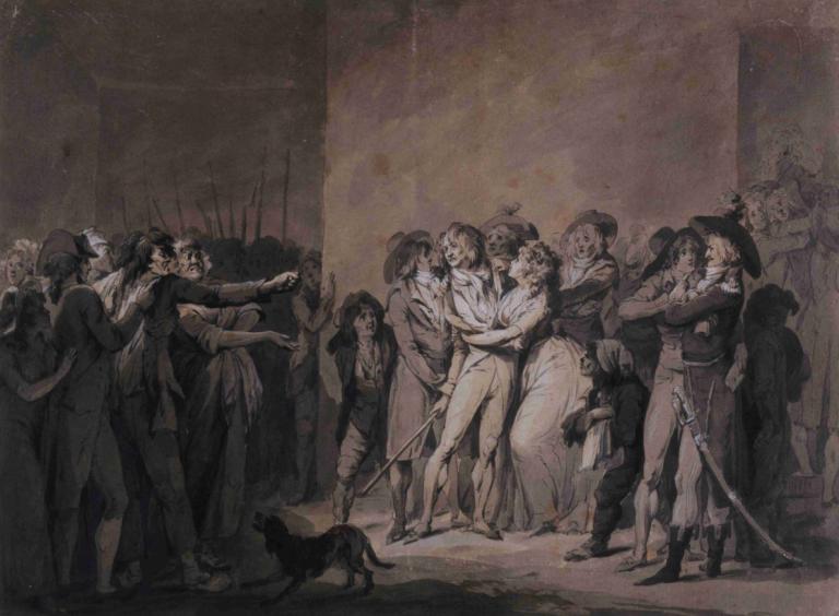 L'arrestation du chanteur Garat ou rixe entre muscadins et sectionnaires,Louis Léopold Boilly,Oil Painting