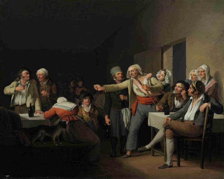 Les Hommes se disputent,Männer streiten sich,Louis Léopold Boilly,Ölgemälde,Ölgemälde, Kunstparodie