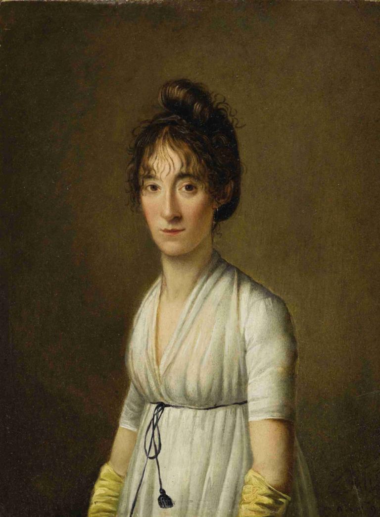 Portrait Of A Woman,Porträtt av en kvinna,Louis Léopold Boilly,Oljemålning,Oljemålning, 1 tjej, solo