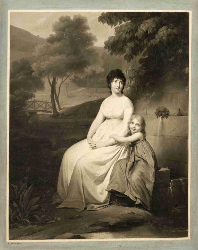 Portrait said to be of Mrs Tallien and her daughter in a park