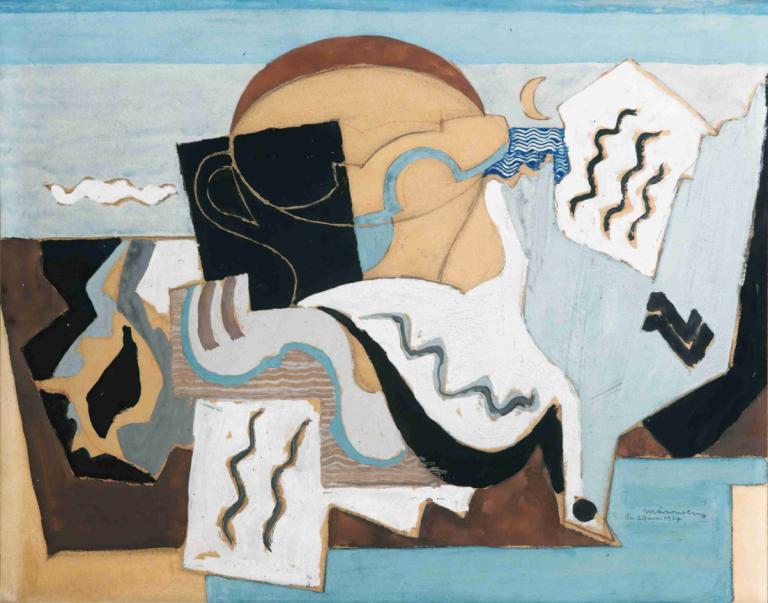 La Colombe Poignardée,Louis Marcoussis,Ελαιογραφία,Ελαιογραφία, όχι ανθρώπους, μονοφωνία, παραδοσιακά μέσα