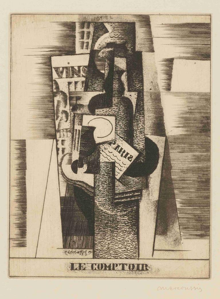 Le Comptoir (Milet 35),Louis Marcoussis,Pintura al óleo,Pintura al óleo, monocromo, no humanos