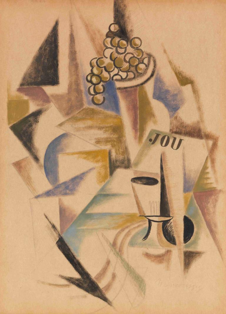 Nature Morte Aux Fruits,Bodegón de frutas,Louis Marcoussis,Pintura al óleo,Pintura al óleo