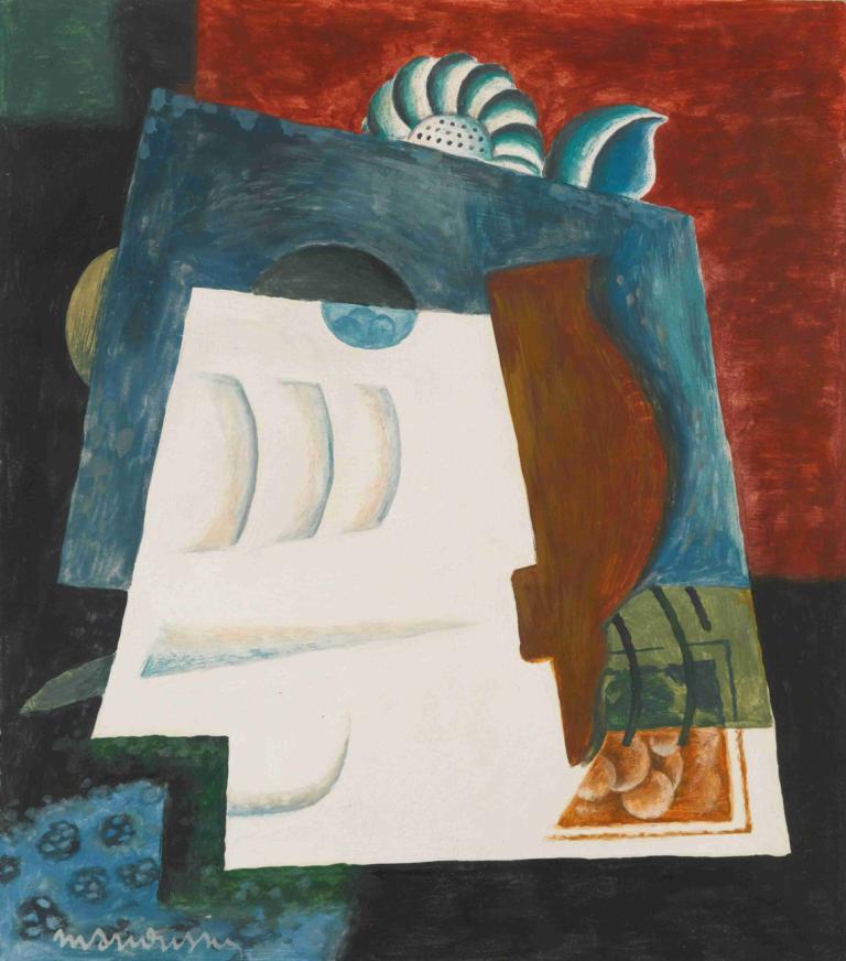 Nature Morte Avec Enveloppe,Stilleben med konvolut,Louis Marcoussis,Oliemaleri,Oliemaleri, solo