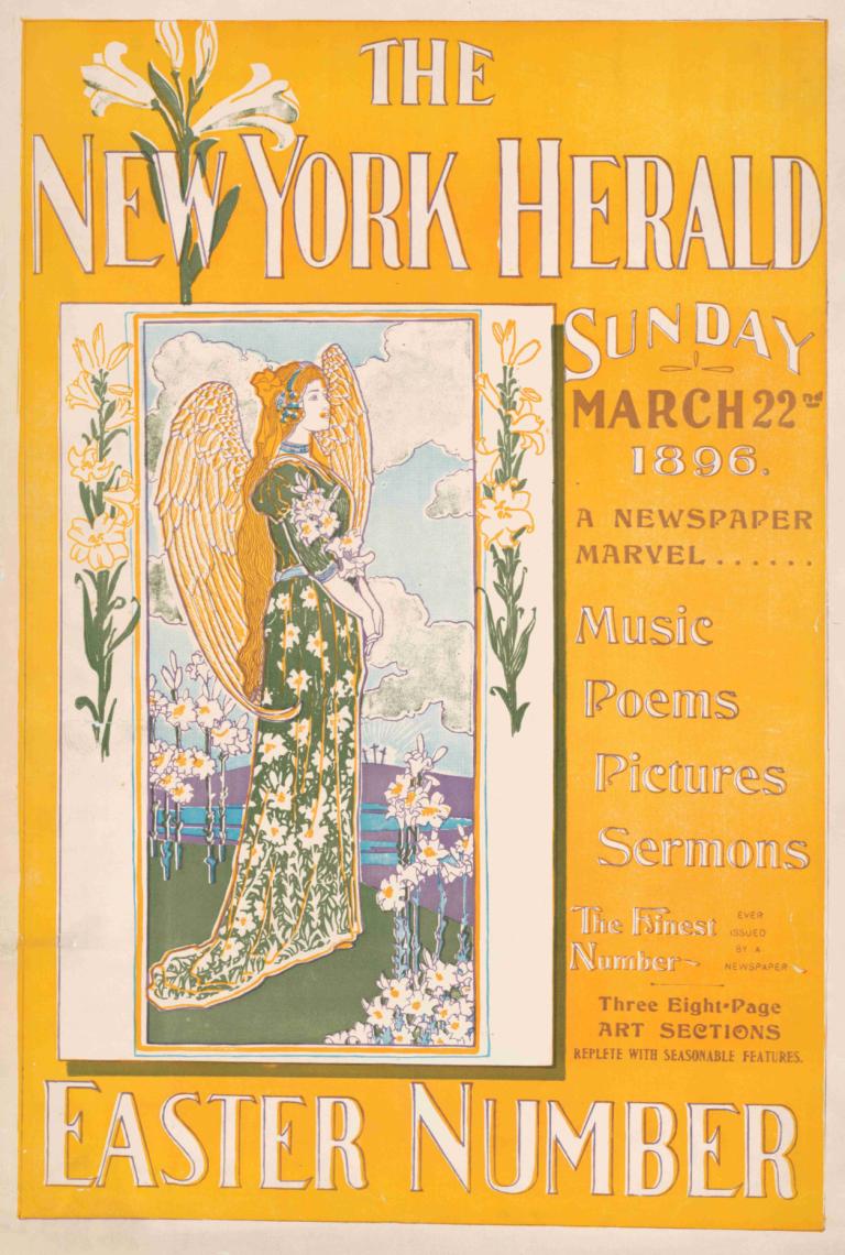 The New York Herald Sunday March 22nd 1896. A newspaper marvel&#8230; Easter number,Louis Rhead,Illustration