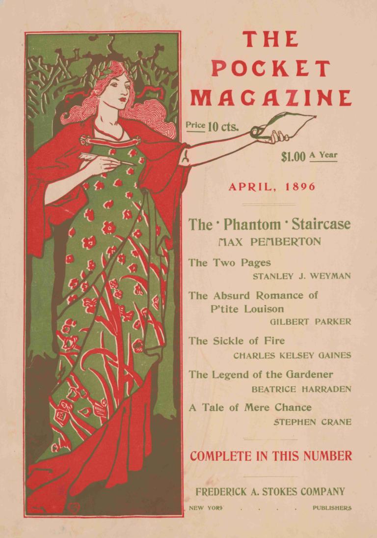 The Pocket magazine,Magazyn Pocket,Louis Rhead,Ilustracja,Ilustracja, 1 dziewczyna, solo, sukienka, trzymać