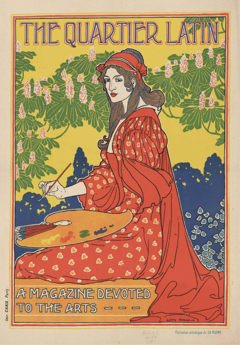 The Quartier Latin. A magazine devoted to the arts,Louis Rhead,Illustration,Illustration, 1girl, solo