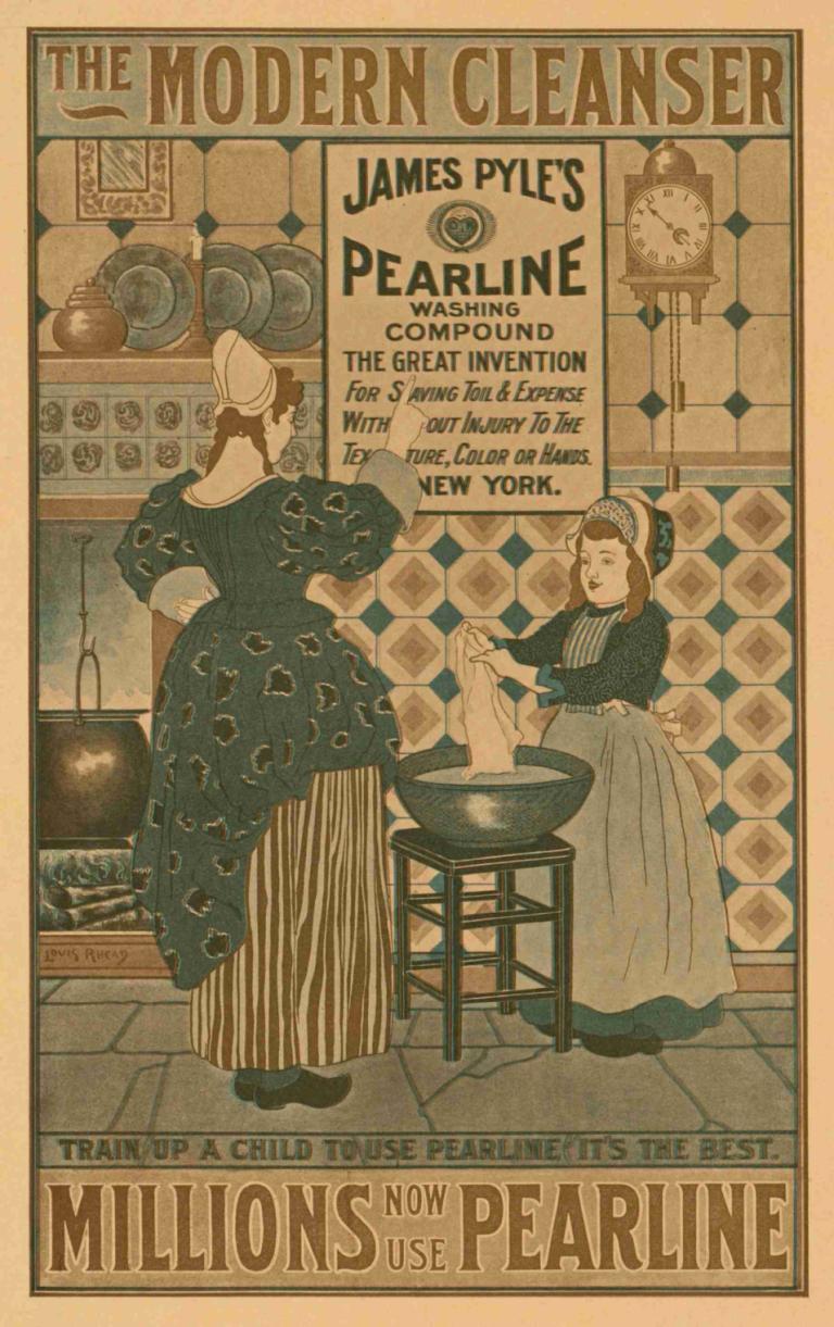 The modern cleanser, millions now use Pearline,Louis Rhead,Illustration,Illustration, multiple girls, 2girls