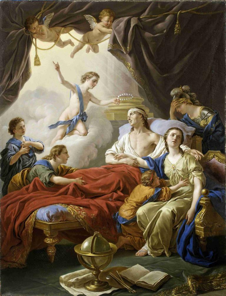 Allegory On The Death Of The Dauphin,關於太子之死的寓言,Louis-Jean-François Lagrenée,路易-讓-弗朗索瓦·拉格倫,油畫,油畫, 美術模仿, 多個男孩