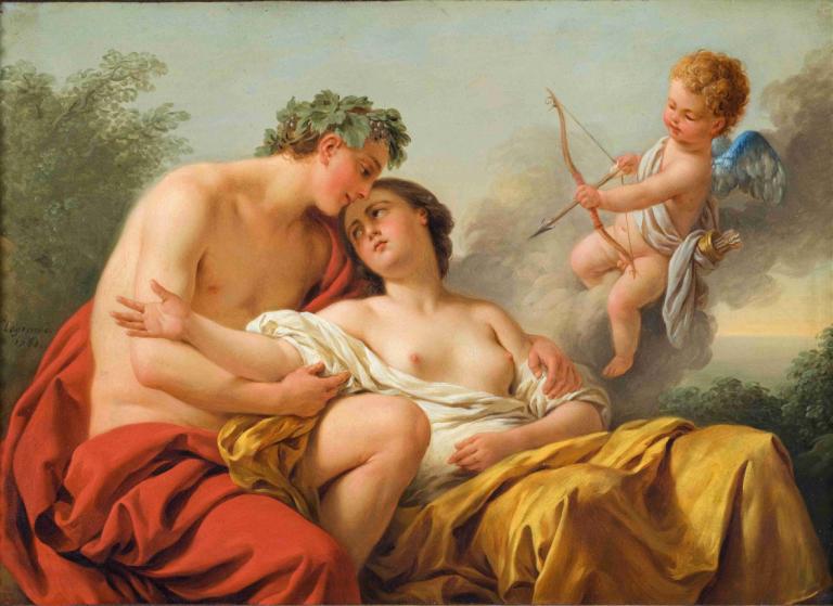 Bacchus and Ariadne,Bacchus og Ariadne,Louis-Jean-François Lagrenée,Oljemaleri,Oljemaleri, kunstparodi