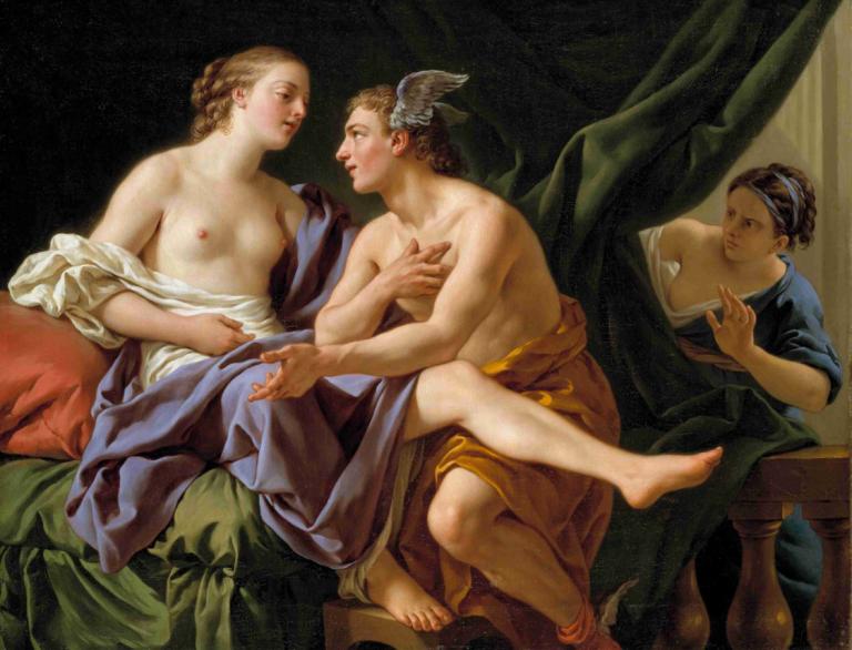 Mercury, Herse and Aglaura,Merkurius, Herse ja Aglaura,Louis-Jean-François Lagrenée,Öljymaalaus,Öljymaalaus