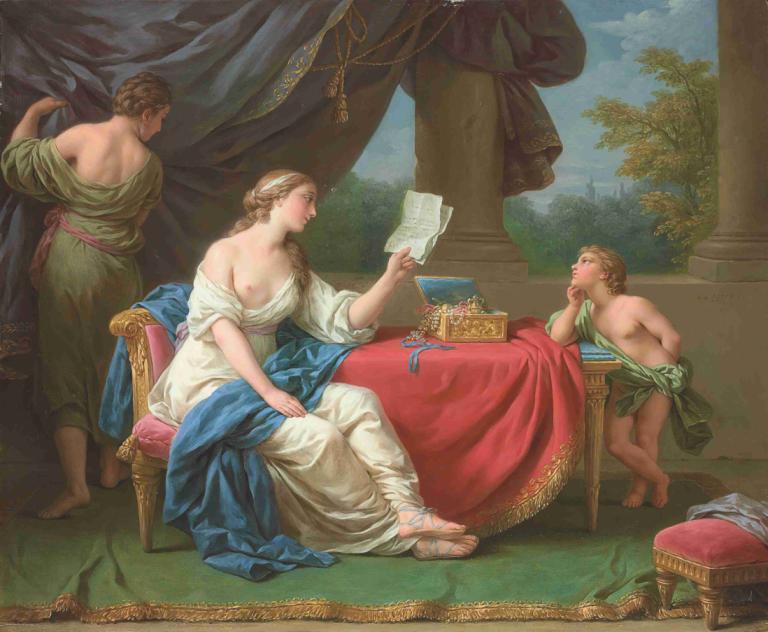 Penelope Reading A Letter From Odysseus,Louis-Jean-François Lagrenée,Oil Painting,Oil Painting