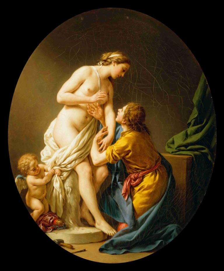 Pygmalion and Galatea,Louis-Jean-François Lagrenée,Oil Painting,Oil Painting, fine art parody, nipples