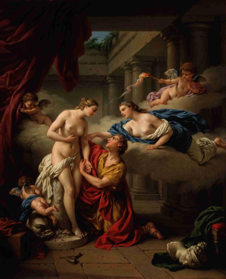 Pygmalion and his statue,Pygmalion ve heykeli,Louis-Jean-François Lagrenée,Yağlı boya,Yağlı boya