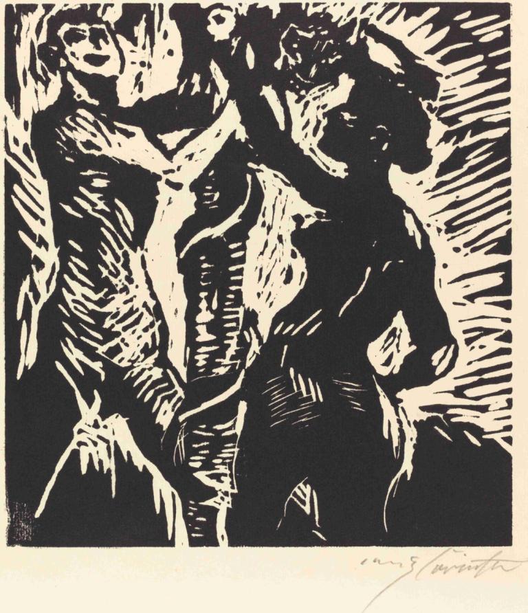 Adam and Eve (Der Sündenfall),Lovis Corinth,Copperplate Etching,Copperplate Etching, monochrome, signature