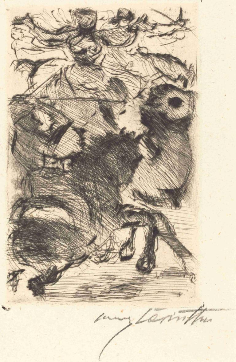 Adhba the Camel (Adhba die Kamelin),Lovis Corinth,Copperplate Etching,Copperplate Etching, monochrome, sketch