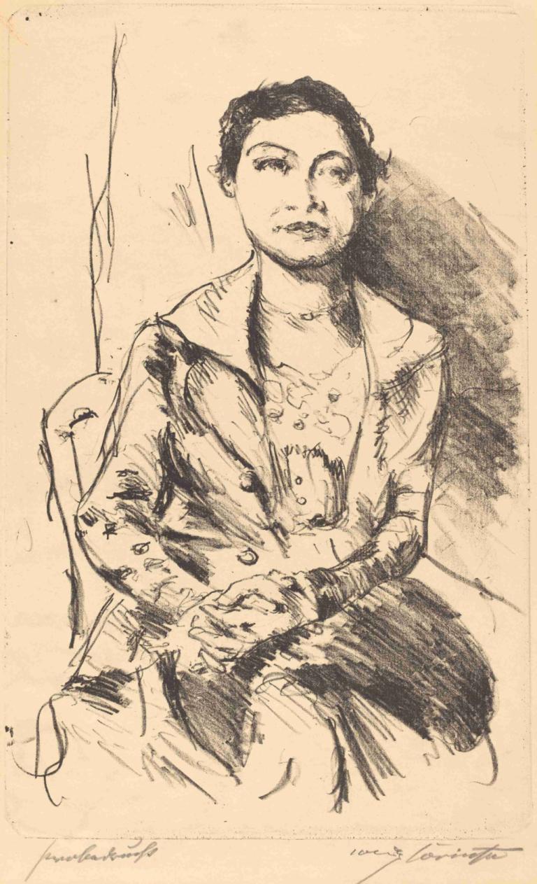 Anneliese Halbe,Lovis Corinth,Sketch,Sketch, solo, 1boy, male focus, monochrome, traditional media, sketch