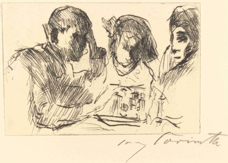 Chess Players (Schachspiel),체스 플레이어(체스 게임),Lovis Corinth,로비스 코린트,스케치,스케치, 여러 소년, 단색화, 2boys, 스케치, 3소년, 여자 1명