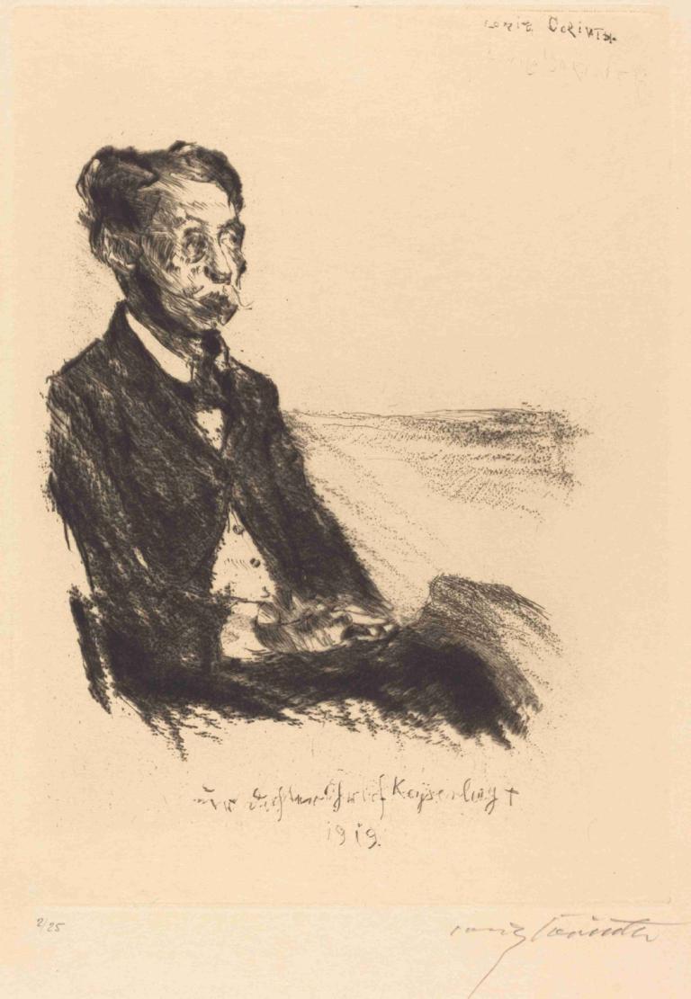 Count Keyserling (Bildnis des Grafen Keyserling),Lovis Corinth,Sketch,Sketch, solo, 1boy, monochrome