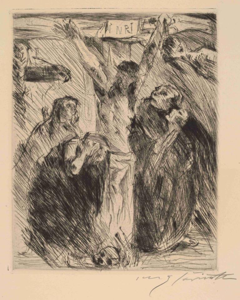 Crucifixion,Ukrzyżowanie,Lovis Corinth,Trawienie miedziorytu,Trawienie miedziorytu, monochromia, naszkicować