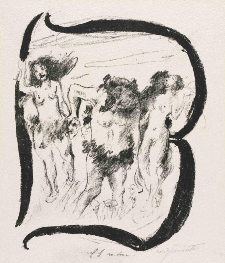 Das ABC  Letter B,ABC 문자 B,Lovis Corinth,로비스 코린트,스케치,스케치, 단색화, 그레이스케일, 전통 미디어, 인간은 없어, 나체상, 젖꼭지, 가슴, 서명