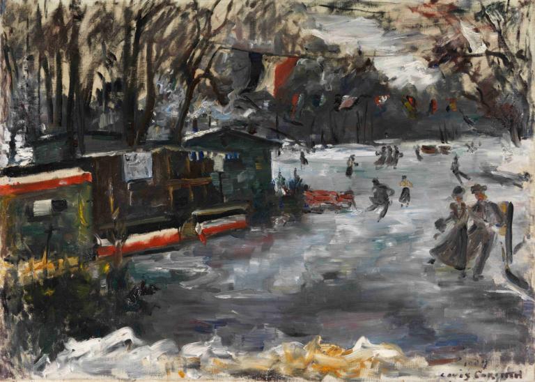 Eisbahn im Berliner Tiergarten,IJsbaan in Tiergarten in Berlijn,Lovis Corinth,Lovis Korinthe,Olieverf