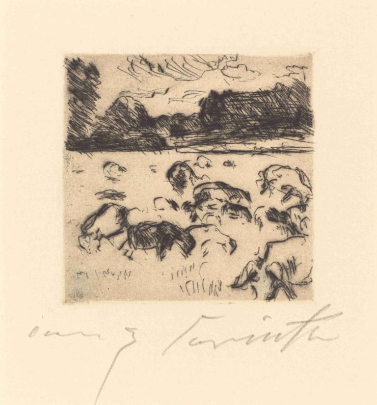 Grazing Sheep (Weidende Schafe),Paša ovac,Lovis Corinth,Bakrorez Jedkanica,Bakrorez Jedkanica, enobarvno