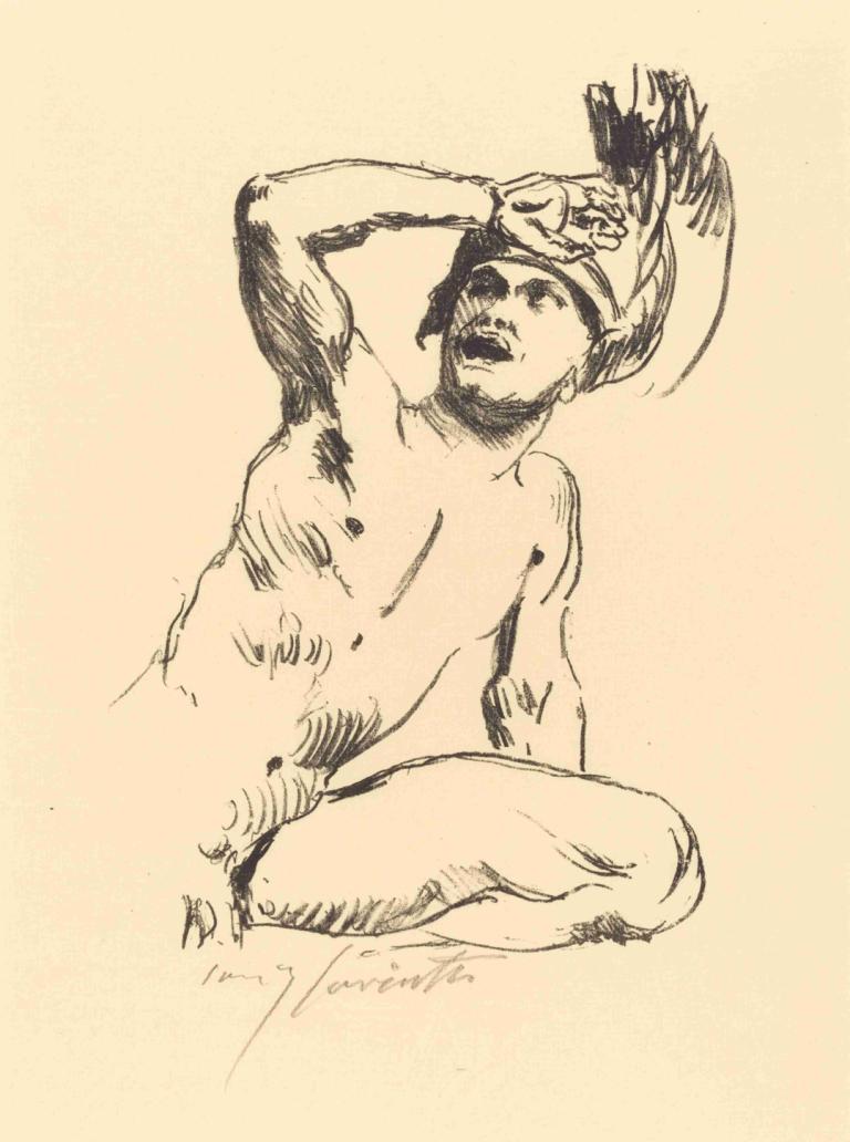 Kneeling Warrior - I (Kniender Krieger in Abwehr I),跪著的戰士- I（Abwehr I中的Kriender Krieger）,Lovis Corinth